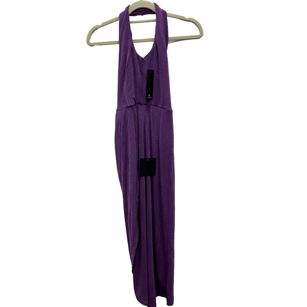 NWT Lulus Womens Halter Neck Maxi Dress Sleeveless High Slit Purple Size XS